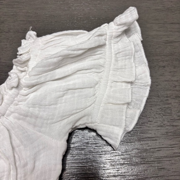 Ocean Drive White Cotton Peasant Style Ruffle Crop Top Ladies Size M - Picture 4 of 8